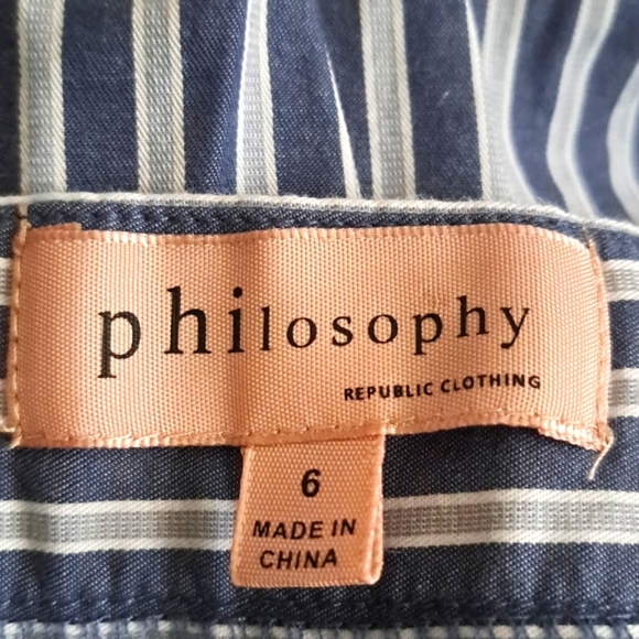 Philosophy Blue/ White striped skirt, Size 6 - Picture 2 of 2